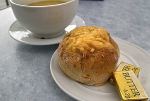 A cheese scone at Dynamic Earth