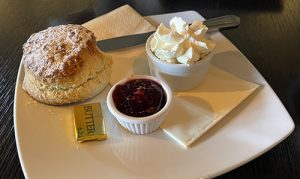 A scone at the Lion and Unicorn Inn, Thornhill